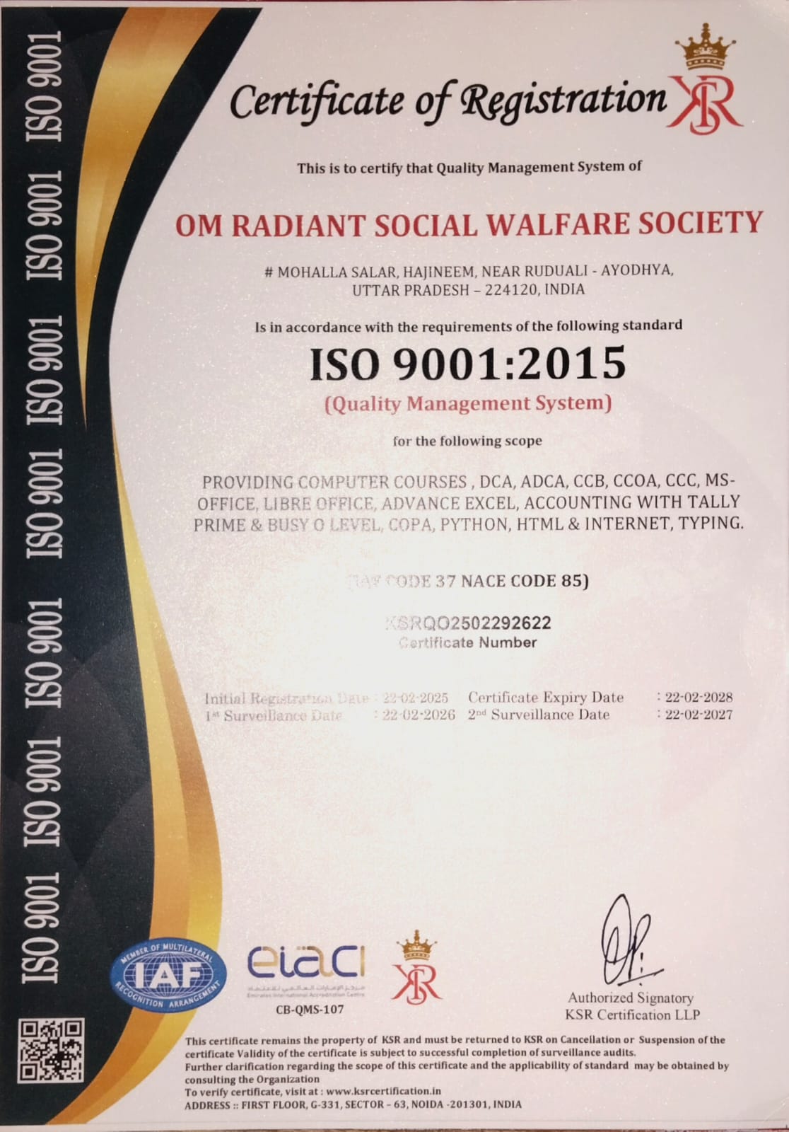 ISO 9001:2015 Certificate